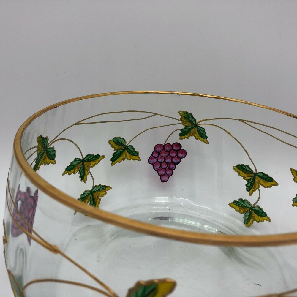 CRYSTAL CLEAR HANDCRAFTED BOWL GRAPE DESIGN MADE IN ROMANIA - Picture 5 of 11